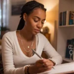 O que é o ENEM? Mulher negra estudando para o Enem